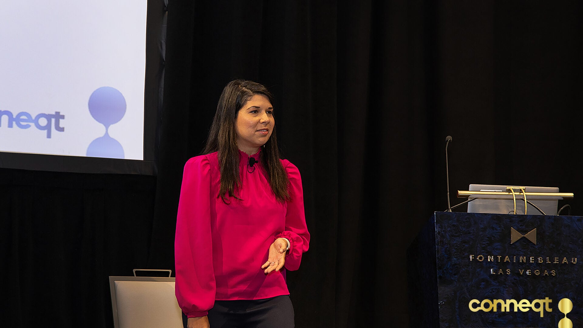 Laura Maesaka speaking at an event