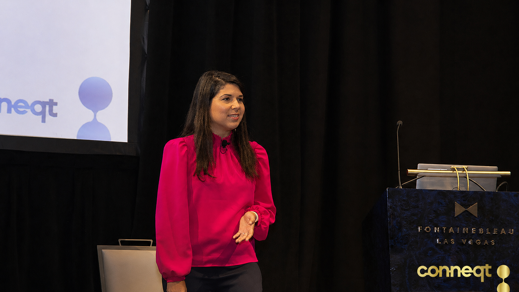 Laura Maesaka speaking at an event